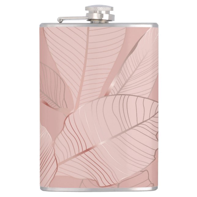 Banana, palm leaves: shiny copper. hip flask (Front)