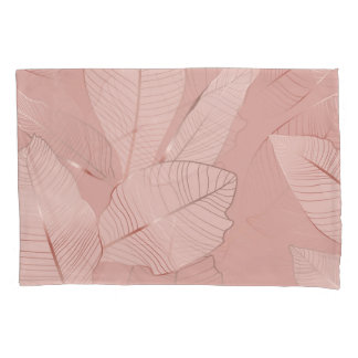 Banana, palm leaves: shiny copper. pillowcase