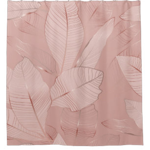 Banana, palm leaves: shiny copper. shower curtain