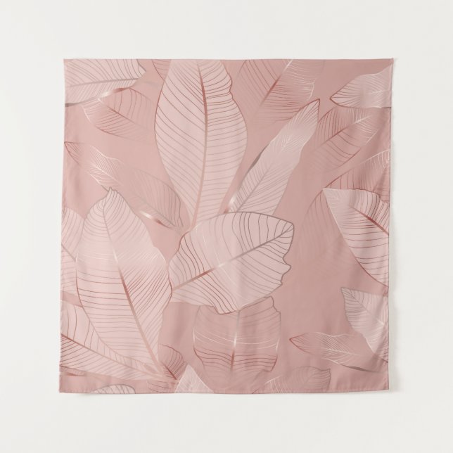 Banana, palm leaves: shiny copper. tapestry (Front)