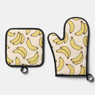 Banana Parade Butter Yellow Oven Mitt & Pot Holder Set