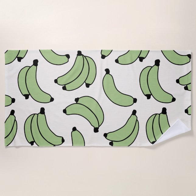 Banana Parade Sage Green Beach Towel (Front)