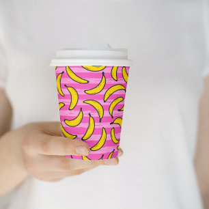 Banana Party l stripes Pattern Pink Paper cup