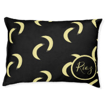 Banana Pattern Black Name Pet Bed