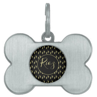 Banana Pattern Black Name Pet ID Tag