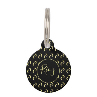 Banana Pattern Black Name  Pet Tag