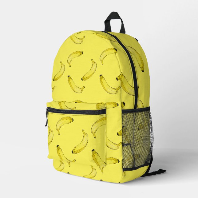 Banana Pattern Printed Backpack (Back Corner Right)