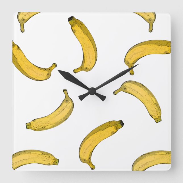 Banana pattern sketch version square wall clock (Front)
