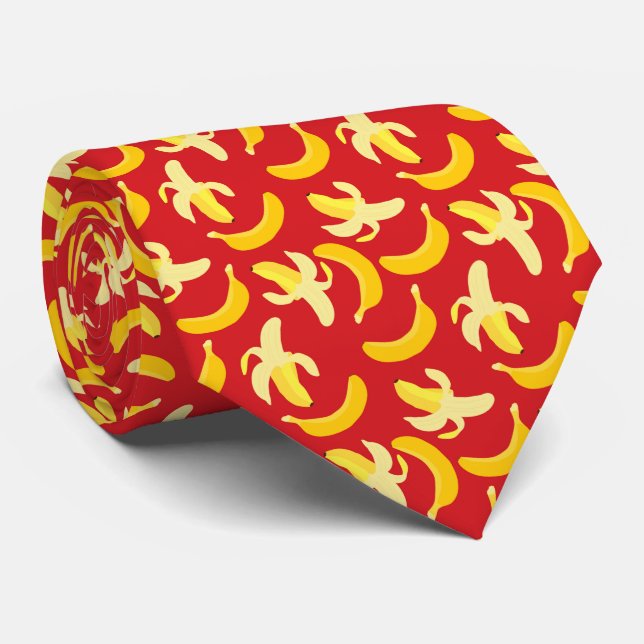 Banana pattern with red background tie (Rolled)