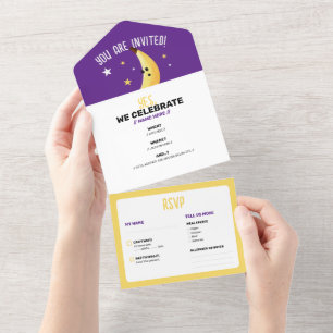 Banana peels polygon modern pattern all in one invitation