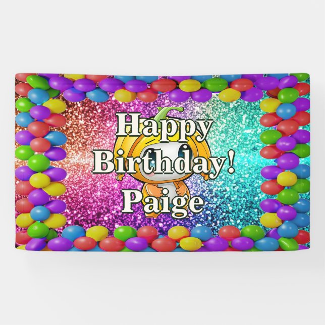 Banana Personalised character birthday banner (Horizontal)