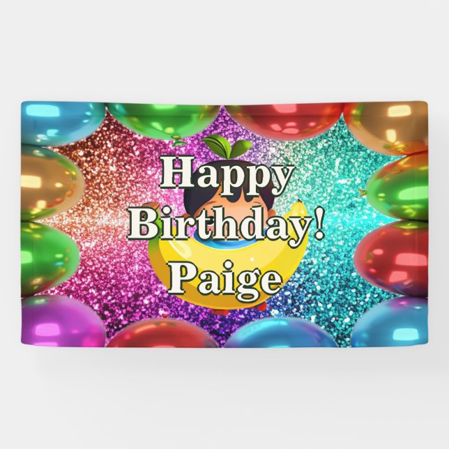 Banana Personalised character birthday banner (Horizontal)