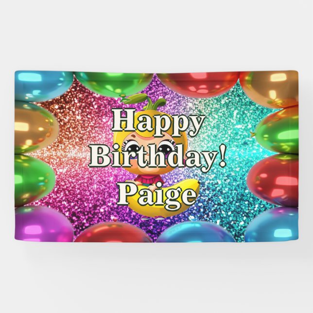 Banana Personalised character birthday banner (Horizontal)