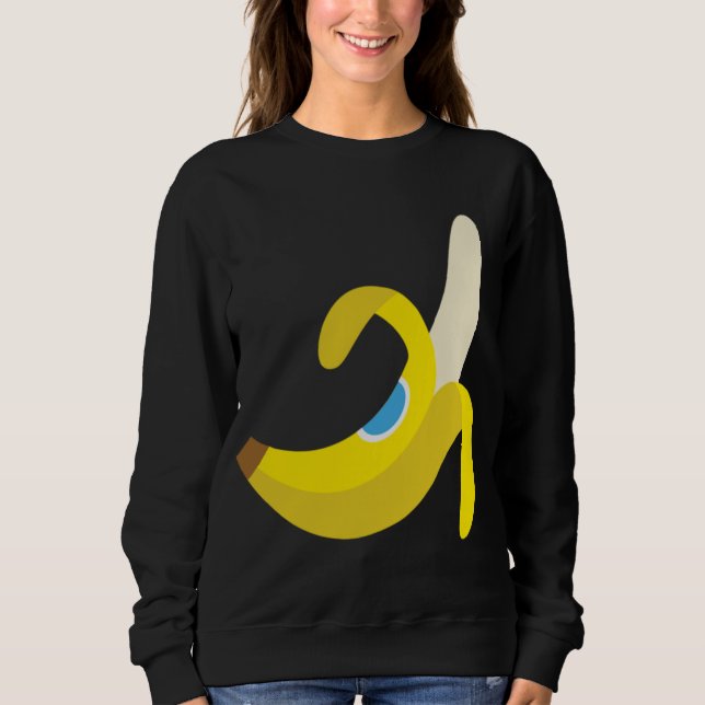 Banana Plantain Cute Fresh Ripe Peeled Fruit Yello Sweatshirt (Front)