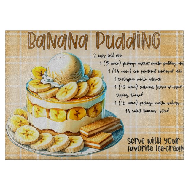 Banana Pudding Recipe Cutting Board (Front)