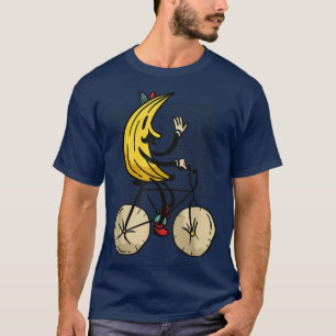 Banana Riding Bike Moustache Bicycle Funny Cartoon T-Shirt