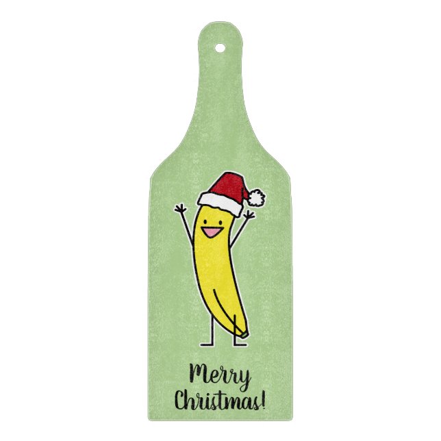 Banana Santa hat cheering Christmas holiday Cutting Board (Front)