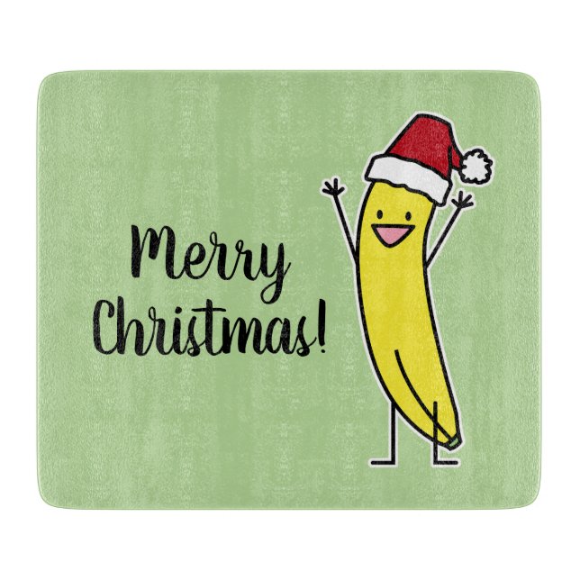 Banana Santa hat cheering Christmas holiday Cutting Board (Front)
