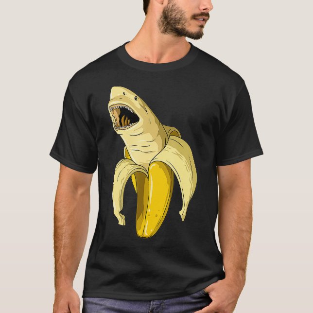 Banana Shark Banana Themed Party Shark Themed T-Shirt (Front)