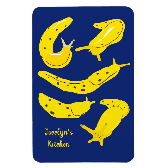 Banana Slugs Yellow and Royal Blue Personalised Magnet (Vertical)