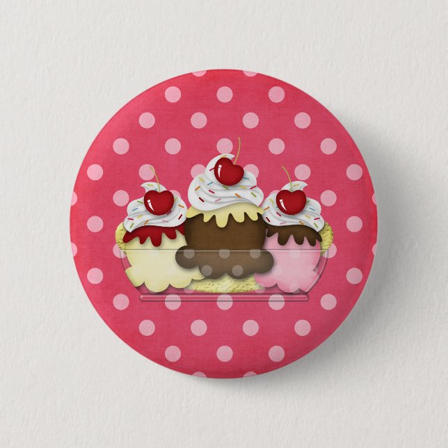 banana split 6 cm round badge (Front)