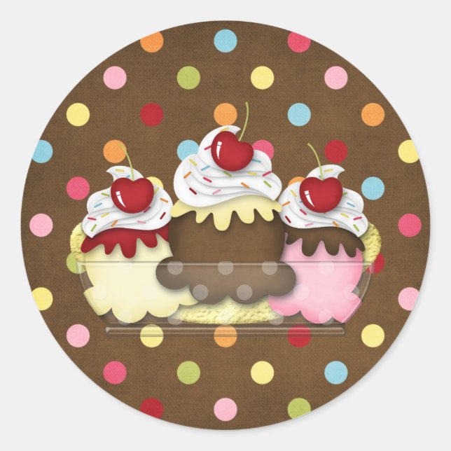 banana split classic round sticker (Front)