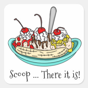 Banana Split Ice Cream Pun    Square Sticker