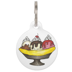 Banana Split Ice Cream Sundae Foodie Dessert Pet Tag