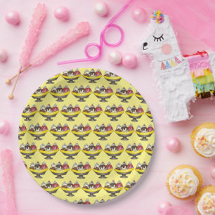 Banana Split Ice Cream Sundae Scoop Shop Dessert Paper Plate