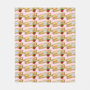Banana Strawberry Crêpes French Food Cuisine Crepe Fleece Blanket