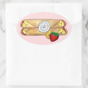 Banana Strawberry Crêpes French Food Cuisine Crepe Oval Sticker
