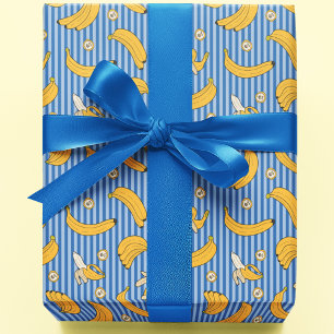 Banana Stripe Vector Pattern   Classic Blue Wrapping Paper