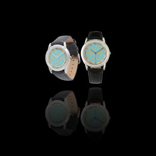 Banana Stripe Vector Pattern   Turquoise Blue Watch