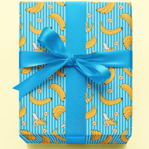 Banana Stripe Vector Pattern   Turquoise Blue Wrapping Paper