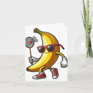 Banana Sungles Playing Badminton Funny Fruit Sport Card