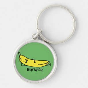 Banana that's smiling, laying down and relaxing key ring