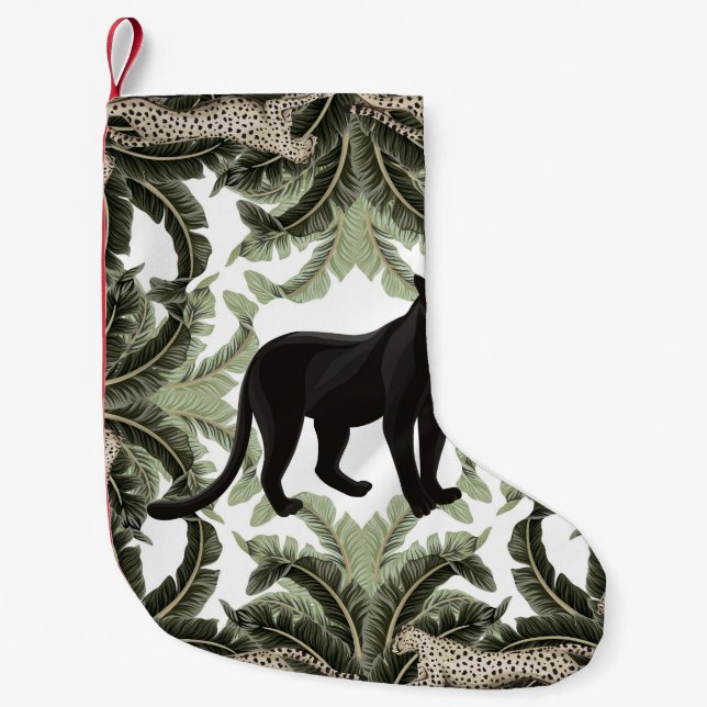 Banana Tree Cheetah Tropical Pattern Small Christmas Stocking (Front)