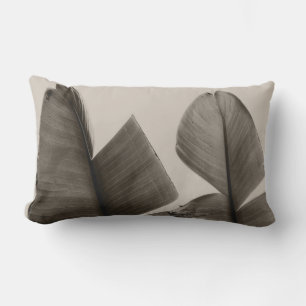 Banana Tree Leaves in Sepia Lumbar Cushion