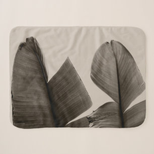 Banana Tree Leaves in Sepia Sherpa Blanket