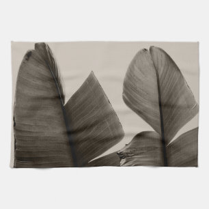 Banana Tree Leaves in Sepia Tea Towel