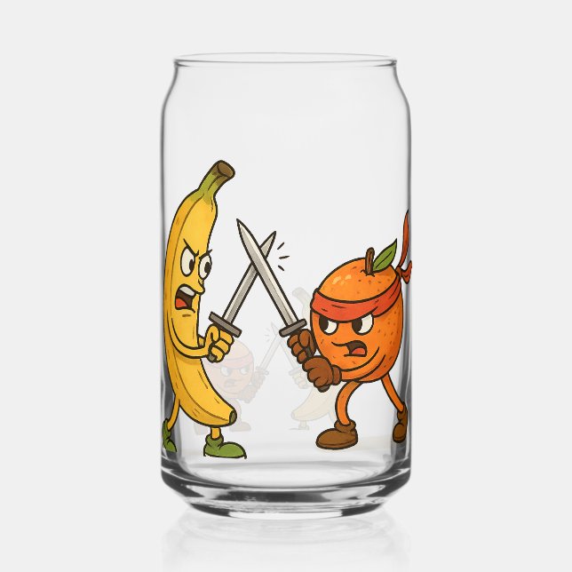 Banana vs. Ninja Orange – Epic Fruit Battle Can Glass (Front)