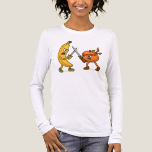 Banana vs. Ninja Orange – Epic Fruit Battle Tri-Blend Shirt