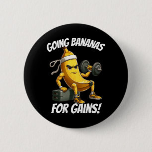 banana working out 6 cm round badge