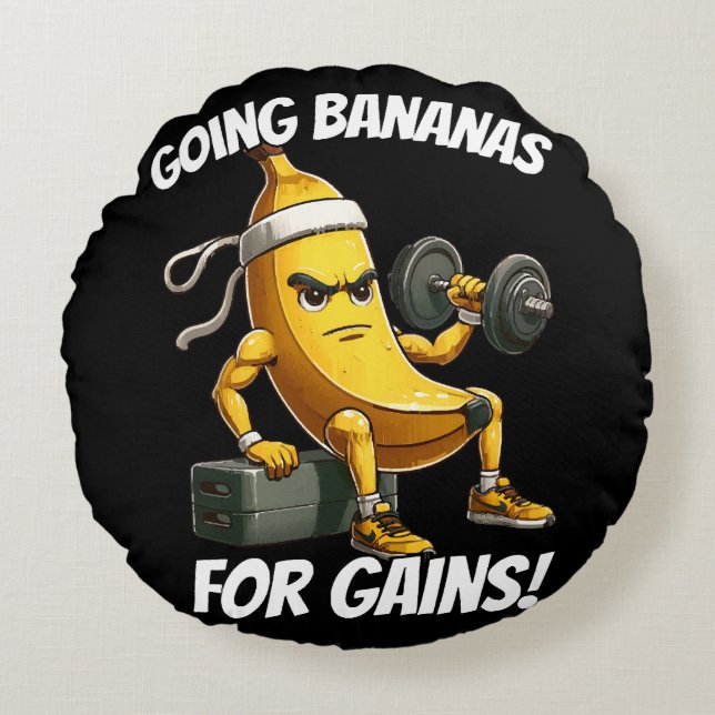 banana working out round cushion (Front)