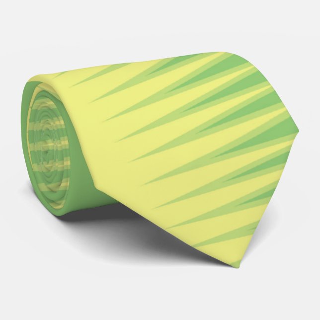 Banana Yellow Lime Green Stripes Tie (Rolled)