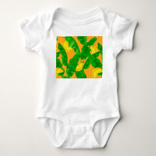 Bananas and leaves watercolor design baby bodysuit