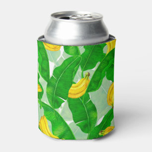 Bananas and leaves watercolor design can cooler