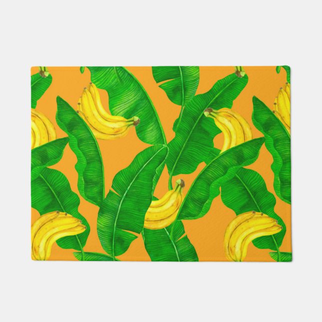 Bananas and leaves watercolor design doormat (Front)