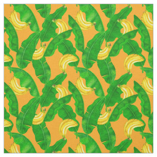 Bananas and leaves watercolor design fabric