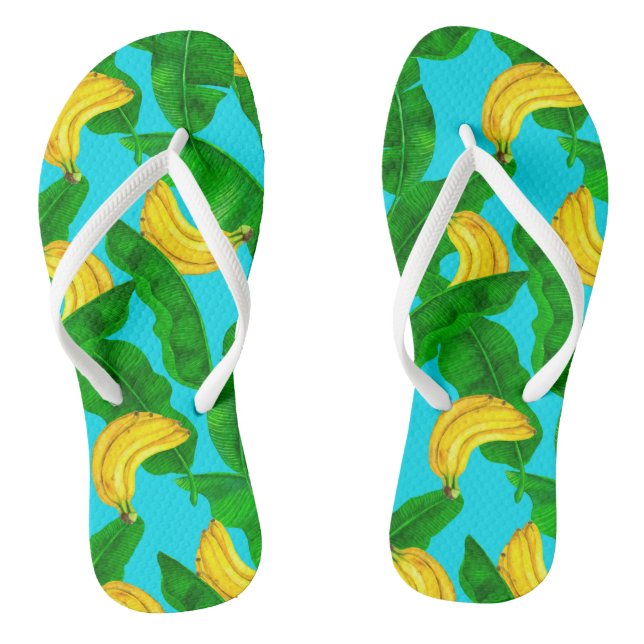 Bananas and leaves watercolor design jandals (Footbed)